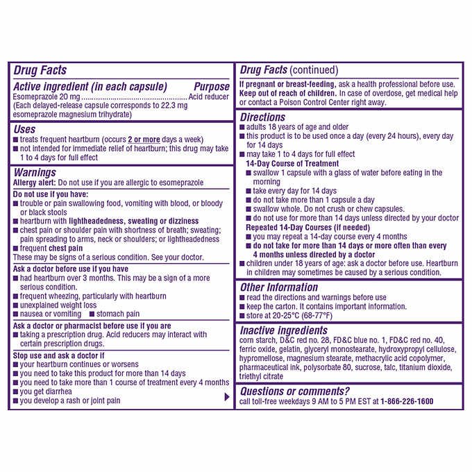 Nexium 24HR Acid Reducer 20 mg., 42 Capsules