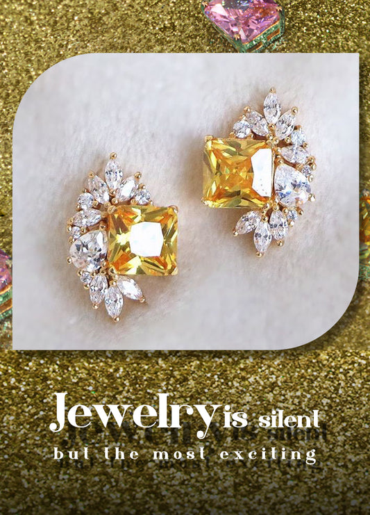 Adelisea&Eli Zircon S925 Sterling Silver 14k Gold Plated Stud Earrings
